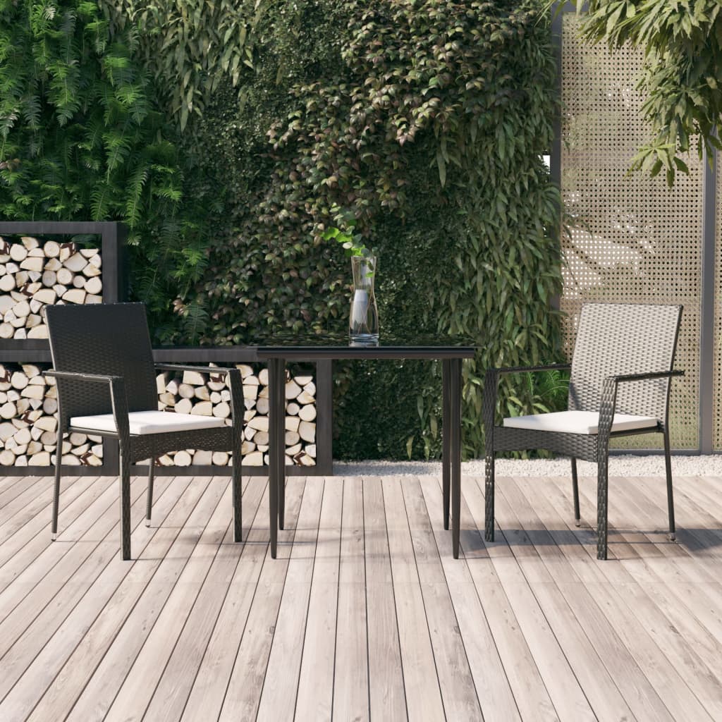 vidaXL Patio Dining Set Outdoor Rattan Wicker Table and Chair Set for Porch-18