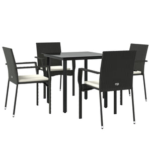 vidaXL Patio Dining Set Outdoor Rattan Wicker Table and Chair Set for Porch-28