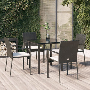 vidaXL Patio Dining Set Outdoor Rattan Wicker Table and Chair Set for Porch-36