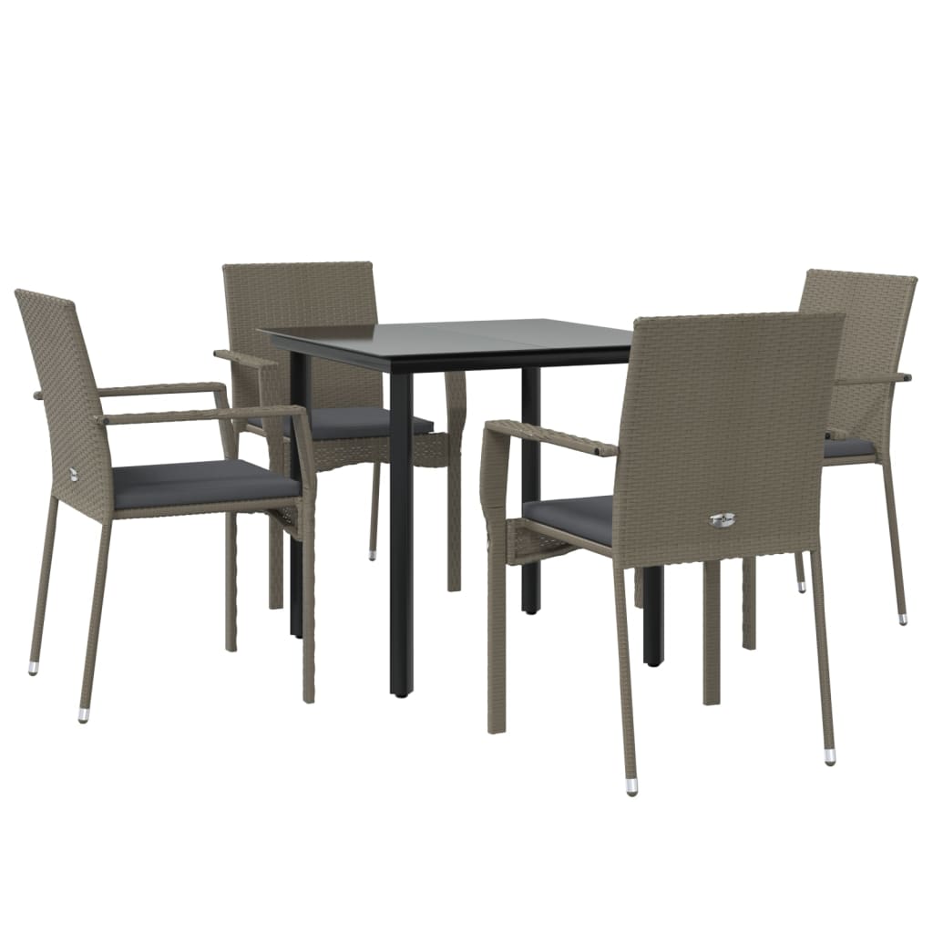 vidaXL Patio Dining Set Outdoor Rattan Wicker Table and Chair Set for Porch-47