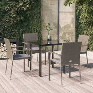 vidaXL Patio Dining Set Outdoor Rattan Wicker Table and Chair Set for Porch-54