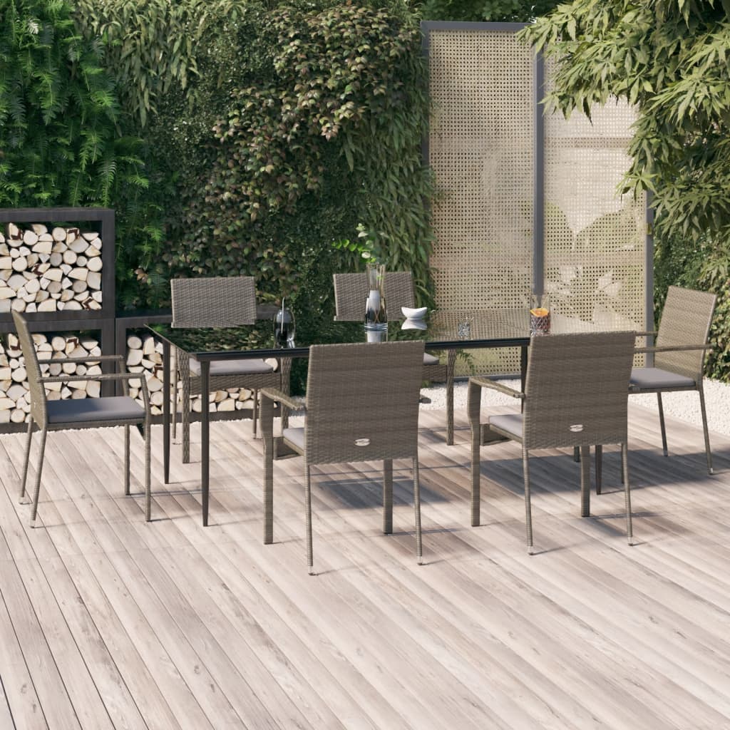 vidaXL Patio Dining Set Outdoor Rattan Wicker Table and Chair Set for Porch-1