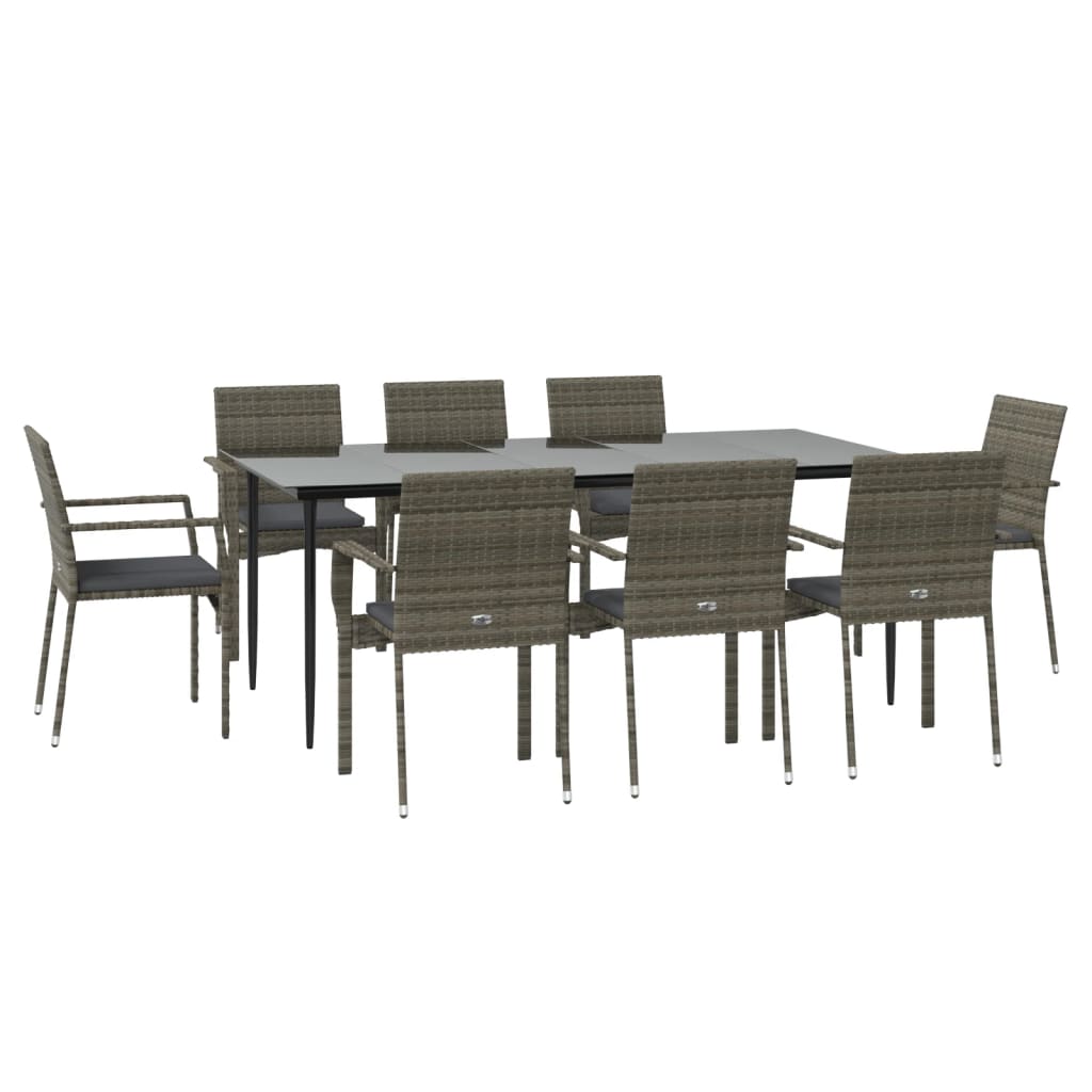 vidaXL Patio Dining Set Outdoor Rattan Wicker Table and Chair Set for Porch-49