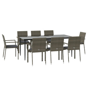 vidaXL Patio Dining Set Outdoor Rattan Wicker Table and Chair Set for Porch-49