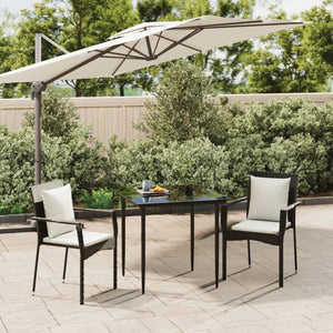 vidaXL Patio Dining Set Outdoor Rattan Wicker Table and Chair Set for Porch-12