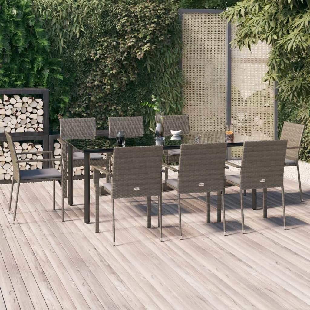 vidaXL Patio Dining Set Outdoor Rattan Wicker Table and Chair Set for Porch-26