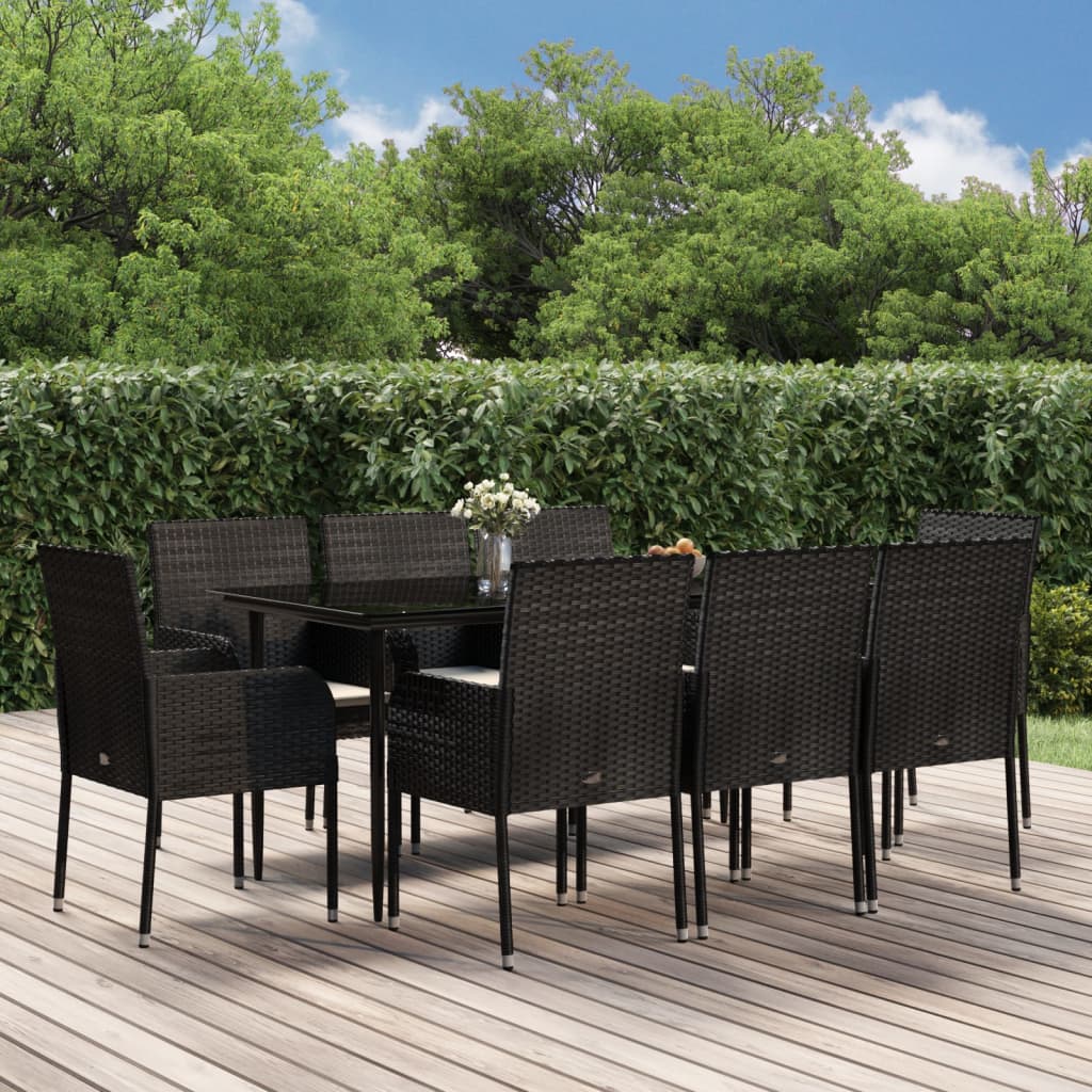 vidaXL Patio Dining Set Outdoor Rattan Wicker Table and Chair Set for Porch-10