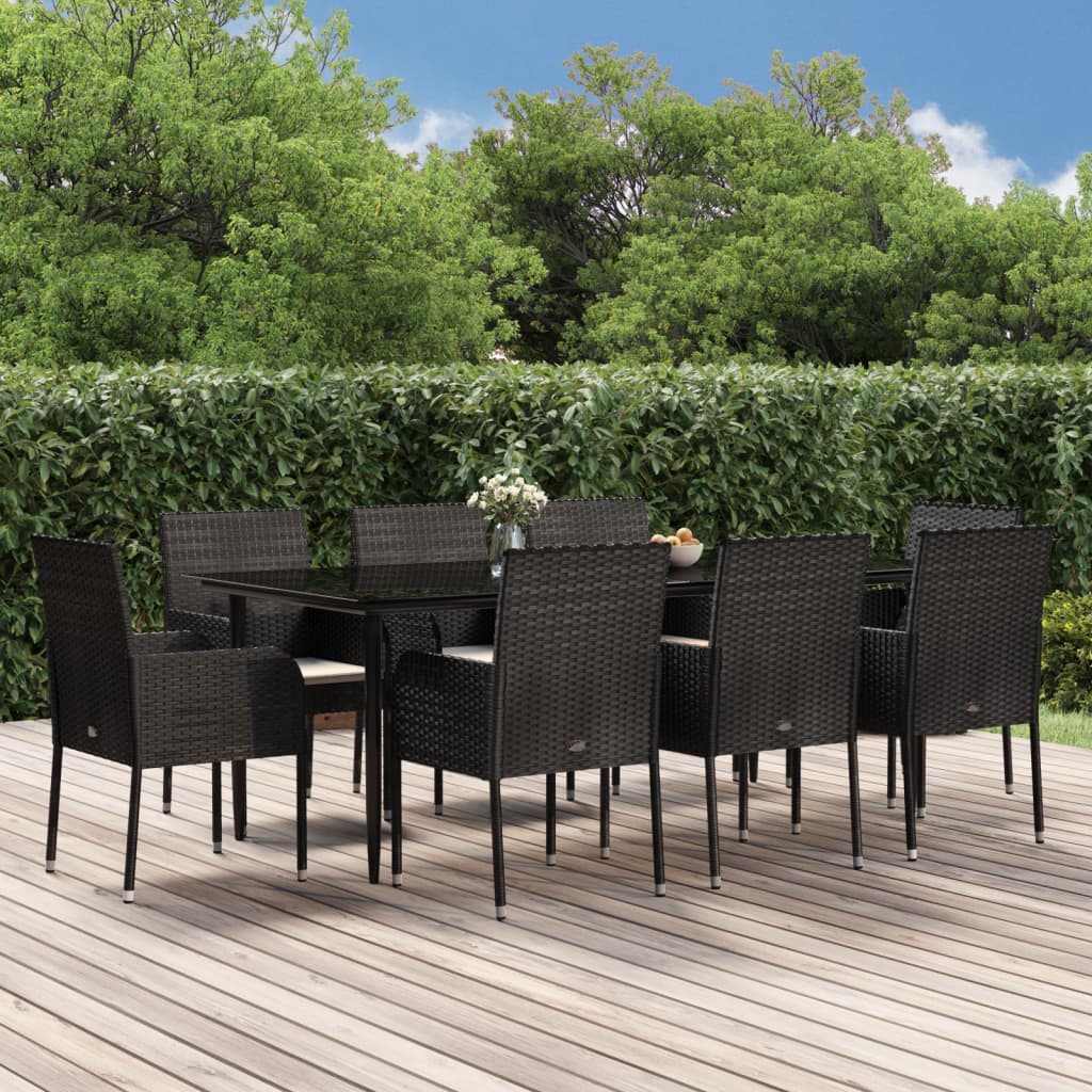 vidaXL Patio Dining Set Outdoor Rattan Wicker Table and Chair Set for Porch-65