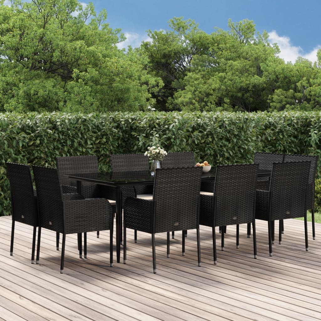 vidaXL Patio Dining Set Outdoor Rattan Wicker Table and Chair Set for Porch-40