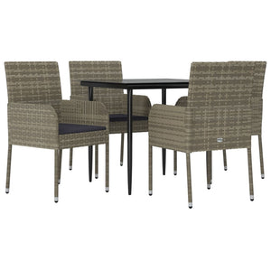 vidaXL Patio Dining Set Outdoor Rattan Wicker Table and Chair Set for Porch-14