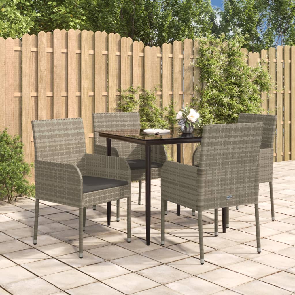 vidaXL Patio Dining Set Outdoor Rattan Wicker Table and Chair Set for Porch-6