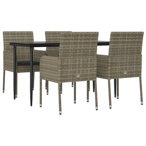 vidaXL Patio Dining Set Outdoor Rattan Wicker Table and Chair Set for Porch-57