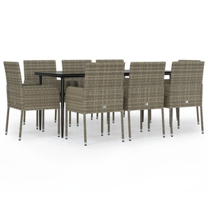 vidaXL Patio Dining Set Outdoor Rattan Wicker Table and Chair Set for Porch-19