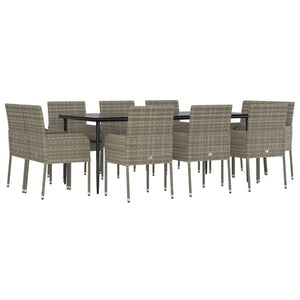 vidaXL Patio Dining Set Outdoor Rattan Wicker Table and Chair Set for Porch-45