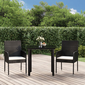 vidaXL 9 Piece Patio Dining Set with Cushions Black Poly Rattan-50