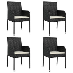 vidaXL 9 Piece Patio Dining Set with Cushions Black Poly Rattan-65