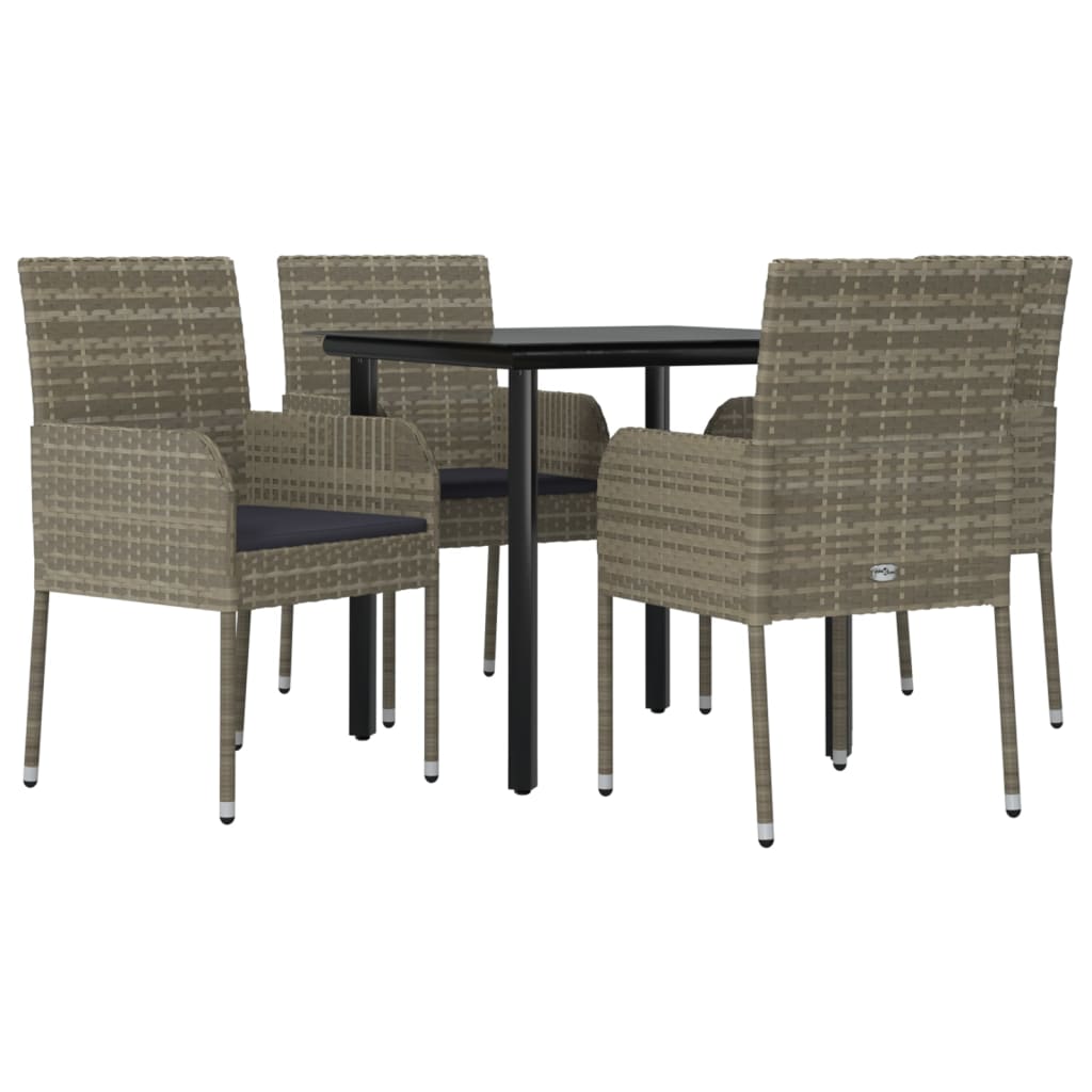 vidaXL 9 Piece Patio Dining Set with Cushions Black Poly Rattan-30