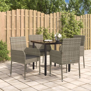 vidaXL 9 Piece Patio Dining Set with Cushions Black Poly Rattan-38