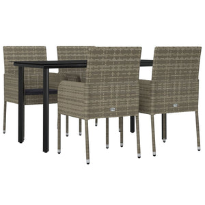 vidaXL 9 Piece Patio Dining Set with Cushions Black Poly Rattan-5