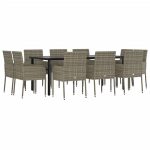 vidaXL 9 Piece Patio Dining Set with Cushions Black Poly Rattan-47