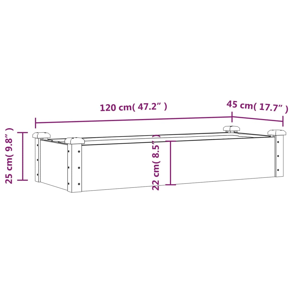 vidaXL Garden Raised Bed with Liner Strawberry Planter Herb Bed Solid Wood Fir-77