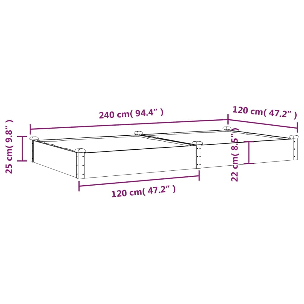 vidaXL Garden Raised Bed with Liner Strawberry Planter Herb Bed Solid Wood Fir-81