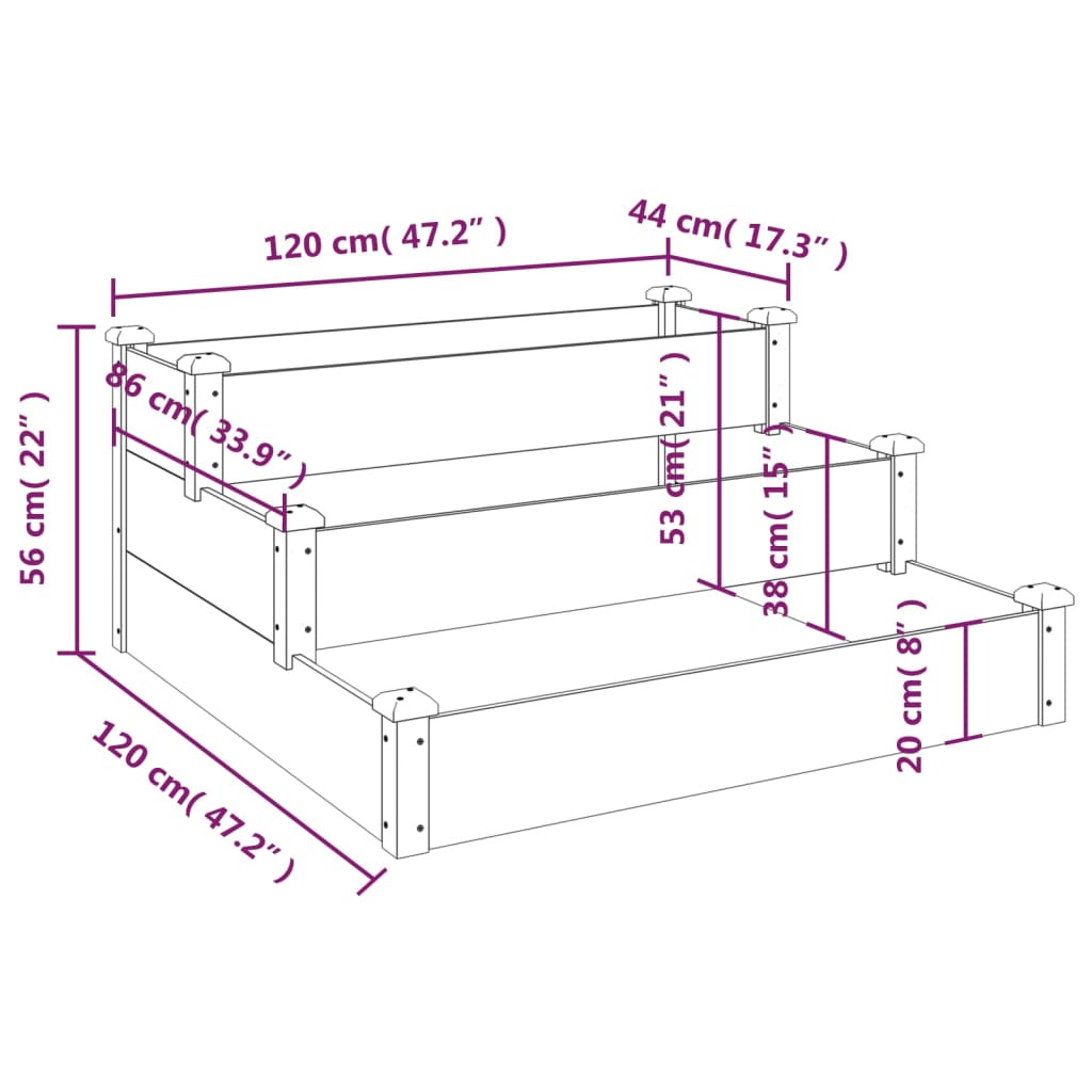 vidaXL Garden Raised Bed Strawberry Planter Vegetable Herb Bed Solid Wood Fir-18