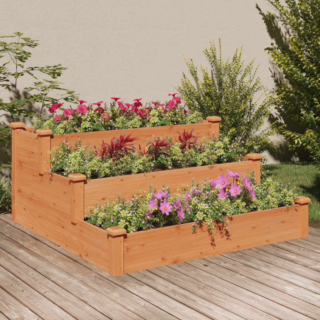 vidaXL Garden Raised Bed Strawberry Planter Vegetable Herb Bed Solid Wood Fir-6