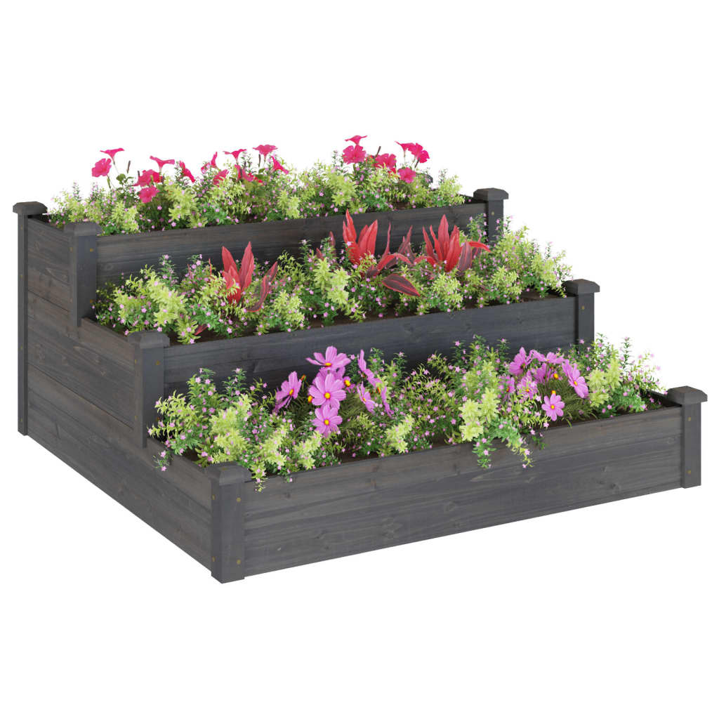 vidaXL Garden Raised Bed Strawberry Planter Vegetable Herb Bed Solid Wood Fir-2