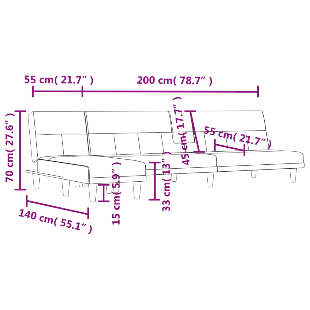 vidaXL L-shaped Sofa Bed Dark Gray 100.4"x55.1"x27.6" Fabric-4