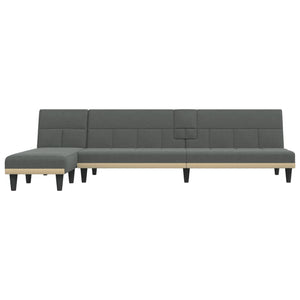 vidaXL L-shaped Sofa Bed Dark Gray 100.4"x55.1"x27.6" Fabric-5