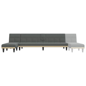 vidaXL L-shaped Sofa Bed Dark Gray 100.4"x55.1"x27.6" Fabric-9