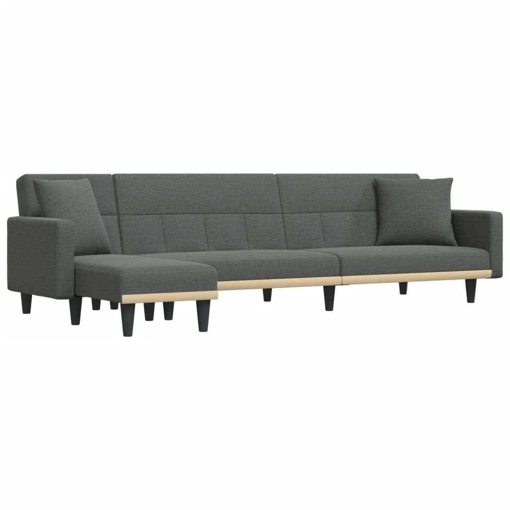 vidaXL L-shaped Sofa Bed Dark Gray 108.3"x55.1"x27.6" Fabric-0