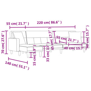 vidaXL L-shaped Sofa Bed Dark Gray 108.3"x55.1"x27.6" Fabric-10