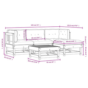 vidaXL Patio Lounge Set with Cushions Outdoor Furniture Set 5 Piece Solid Wood-14