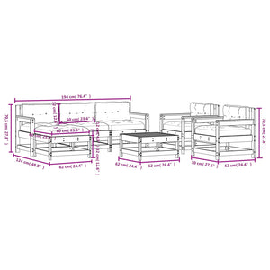 vidaXL Patio Lounge Set with Cushions Outdoor Furniture Set 7 Piece Solid Wood-18