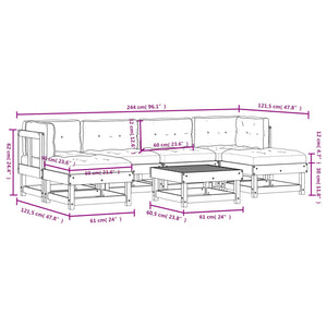 vidaXL Patio Lounge Set with Cushions Outdoor Furniture Set 7 Piece Solid Wood-15