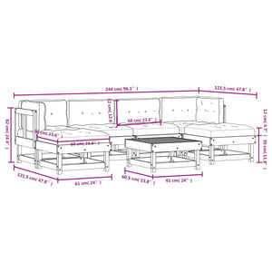 vidaXL Patio Lounge Set with Cushions Outdoor Furniture Set 7 Piece Solid Wood-10