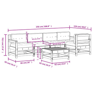 vidaXL Patio Lounge Set with Cushions Outdoor Furniture Set 6 Piece Solid Wood-14