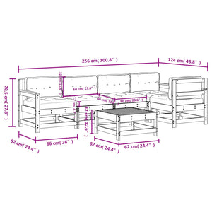 vidaXL Patio Lounge Set with Cushions Outdoor Furniture Set 6 Piece Solid Wood-11