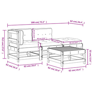 vidaXL Patio Lounge Set with Cushions Outdoor Furniture 4 Piece Solid Wood-14