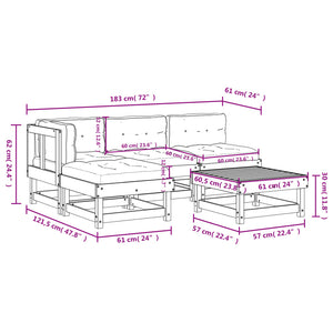 vidaXL Patio Furniture Set with Cushions Outdoor Lounge Set 5 Piece Solid Wood-15