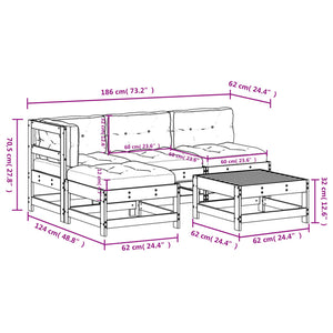 vidaXL Patio Lounge Set with Cushions Outdoor Conversation Set Solid Wood-15