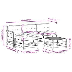 vidaXL Patio Lounge Set with Cushions Outdoor Conversation Set Solid Wood-11