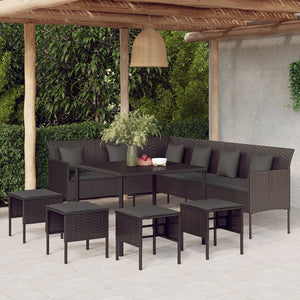 vidaXL Patio Dining Set with Cushions Outdoor Conversation Set Poly Rattan-2