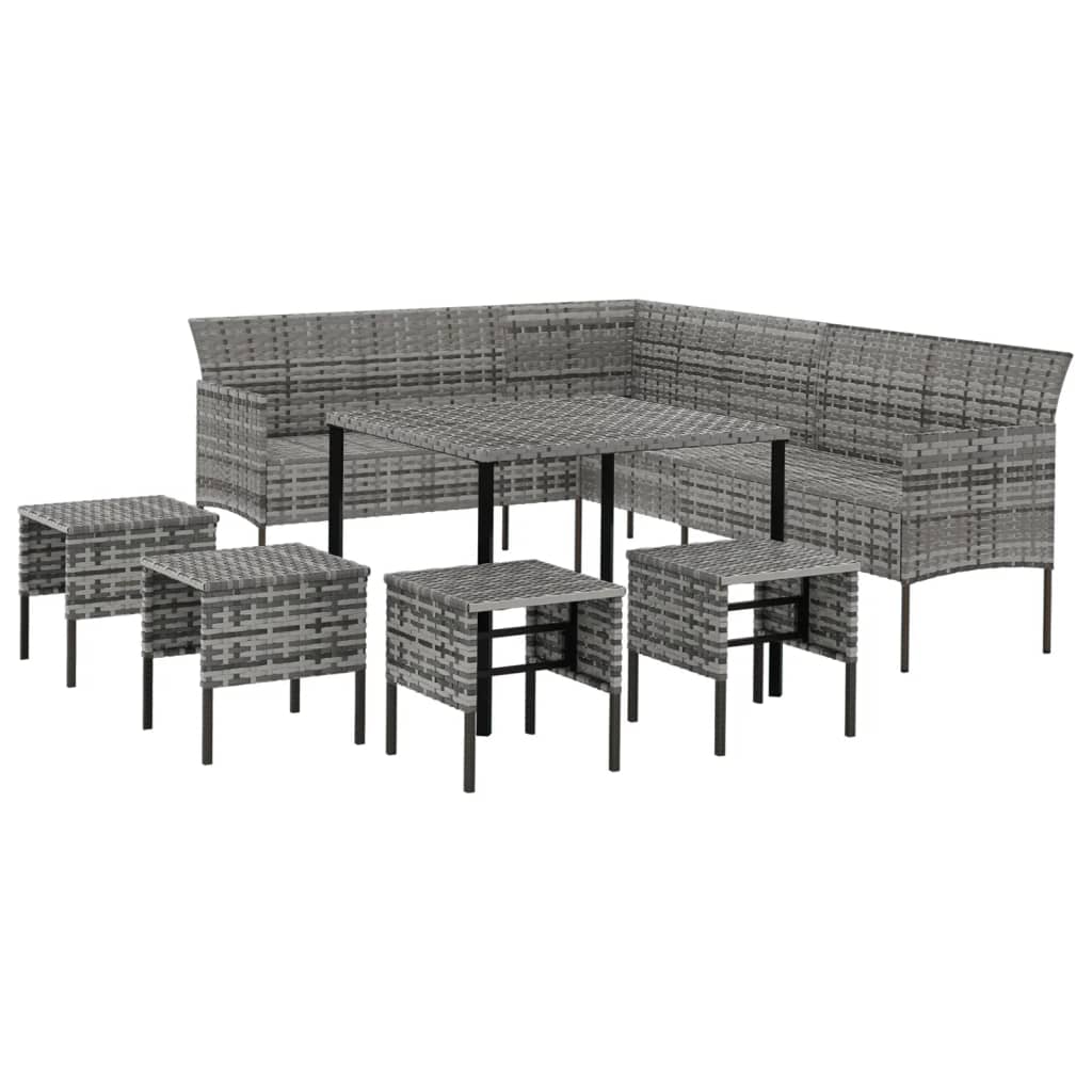 vidaXL Patio Dining Set with Cushions Outdoor Conversation Set Poly Rattan-13