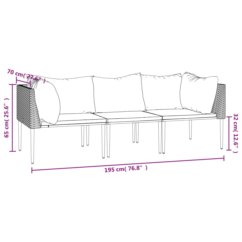 vidaXL Patio Furniture Set Outdoor Lounge Set with Cushions Gray Poly Rattan-7