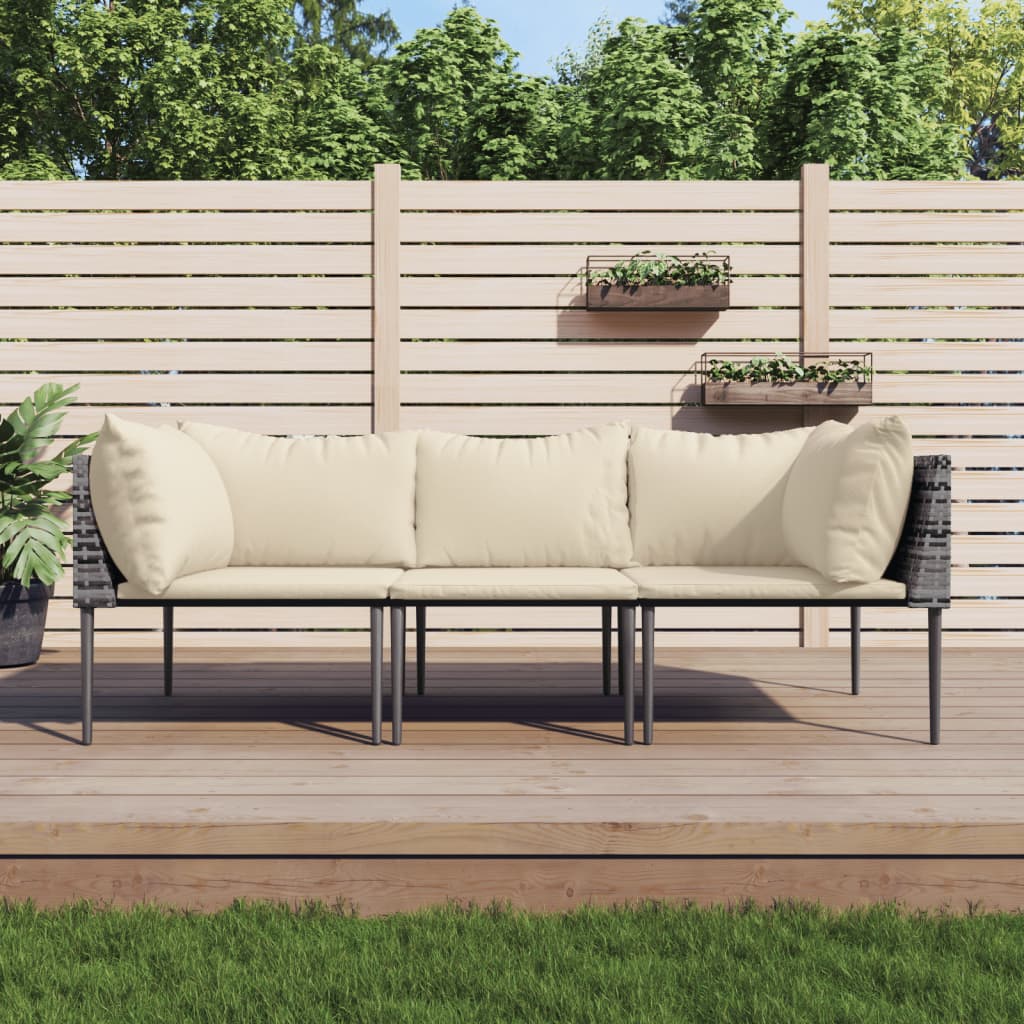 vidaXL Patio Furniture Set Outdoor Lounge Set with Cushions Gray Poly Rattan-0