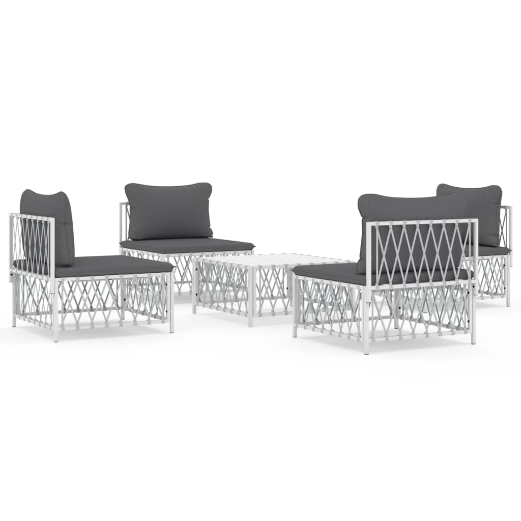 vidaXL Patio Furniture Set 5 Piece Outdoor Garden Loveseat with Cushions Steel-3