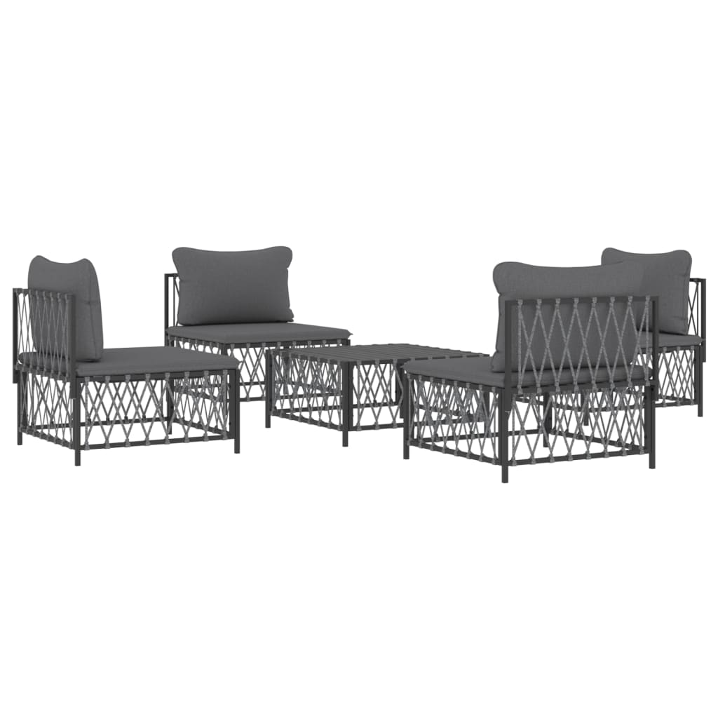 vidaXL Patio Furniture Set 5 Piece Outdoor Garden Loveseat with Cushions Steel-1